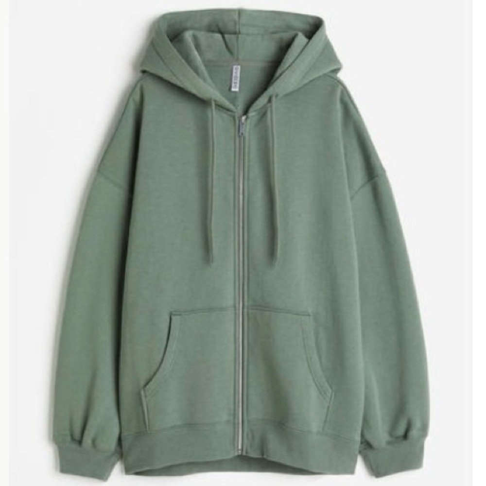 H&M sage hoodie with zipper BNWT